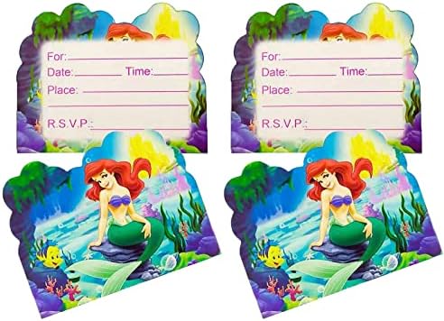 Allpick Little Mermaid-ova pozivnica dobavljača 20pcs čestitke za djecu Birthday Baby tuš Mermaid Theme Party