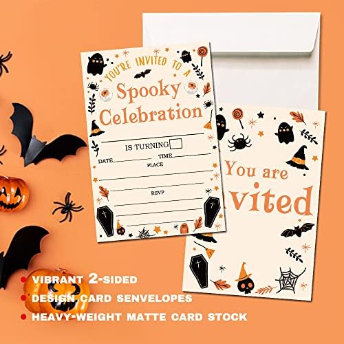 Deluxe Halloween ili kostim Party Invitacije, 25 kartica za popunjavanje sa kovertama, bundevom, duhom, čudovištem,