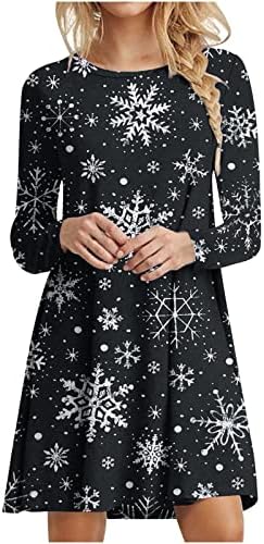 Ružne božićne haljine za djevojke dugih rukava modna majica haljina duljina koljena sve preko snježne pahulje