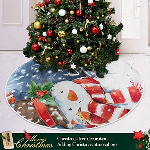 Akvarel snjegović božićno božićno suknje 36inch kućni dekor za Xmas Tree suknje Mat za sretne ukrase božićne