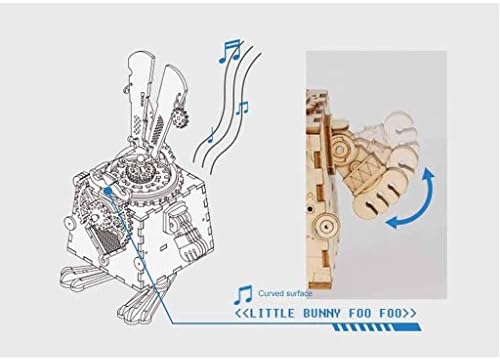 ZCHAN WOODEN Clockwork Pas Model Music Box, Inovativni pokloni Drvena mehanička robota Kućni ukras