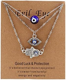 Sretni turski plavi privjesak za oči sa zlim očima podesivi lanac Kabala zaštita želja kartica ogrlica za