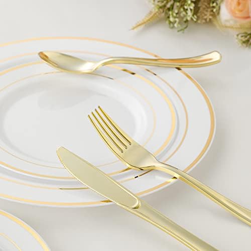 N9r 72kom zlatne plastične viljuške, čvrste, izdržljive i teške plastične viljuške, Savršen pribor za zabave, vjenčanja i druge formalne događaje