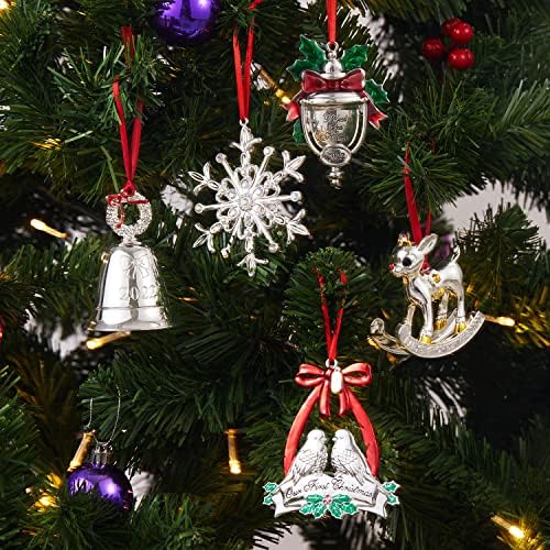 Božić Ornament Silver Bell ukrasi za Božić ukrasima, Holiday dekoracije za godišnjicu sa trakom & Poklon kutija