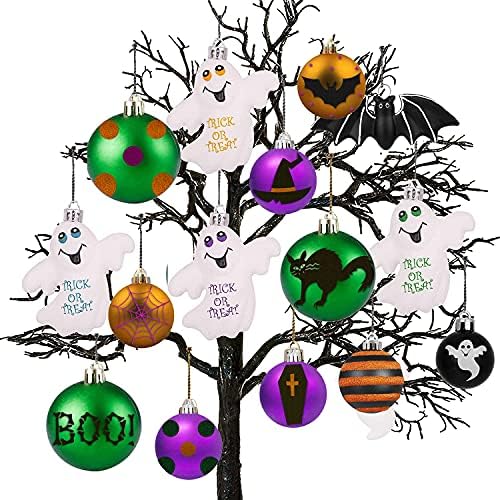 12 paket Halloween visećih loptica svjetlucavi ukrasi za božićnu jelku,šarena Bat paukova mreža Shatterproof