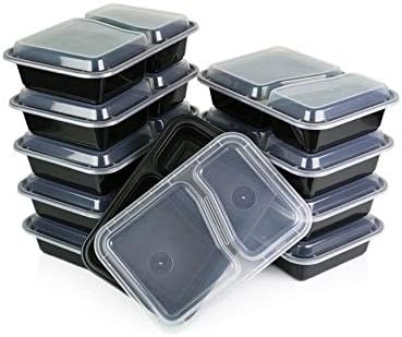 [20 pakovanje] 32 oz kontejneri za pripremu obroka u dva odjeljka bez BPA [Crna]
