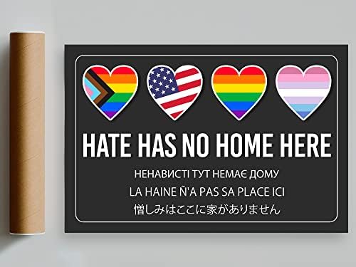 Teevoke Mrze nema dom poster, gay Pride Print 18x12INCH, Crni životi, ljudska prava, lezbijke, sigurnost