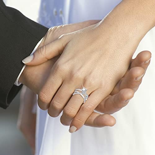Prstenovi za vjenčanje i angažman za žene cirkon svestrani prsten dvostruki set Otvoreni podesivi
