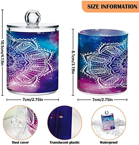 Alaza 2 Pack Qtip Držač Dispenser Galaxy Lotus Mandala Organizator kupaonica Kanisteri za pamučne