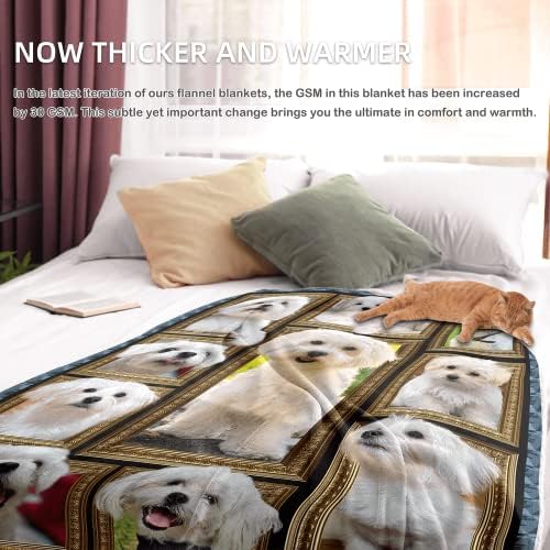Maltese pokriva za pse, prekrivač od runa za krevet za kauč, mekane udobne tople flanelne pokrivače