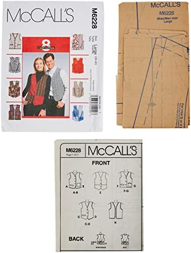 McCall's uzorci M6228 Nedostaje '/ Muški obloženi prsluci, veličina med