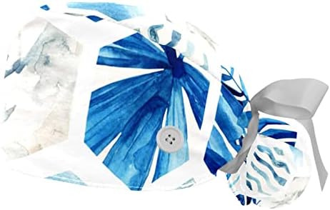 Kigauru 2 Pakirajte radne kape sa duksevanjem za žene, apstraktni plavi tropski uzorak Ponytail