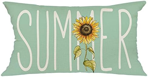 Ljetni jastuk 12x20 inčni suncokret zeleni lumbalni jastuk za farmRok ljetni dekor za domaće