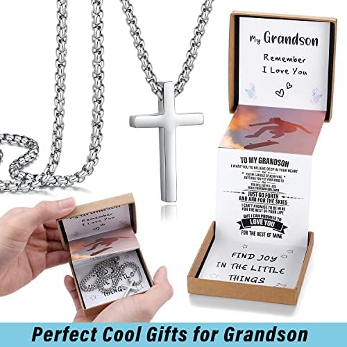 Themerol jedinstvena krstaška ogrlica pokloni sa poklon kutijom na izvlačenje za sina / unuka/tatu