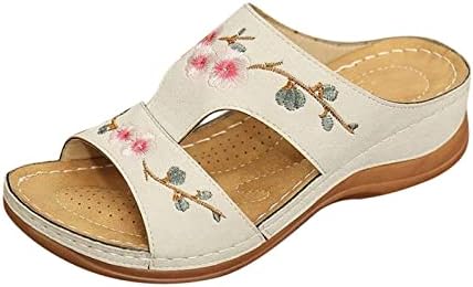 Vezene papuče za žene na plaži japanke sandale klinaste papuče sa klizačima za podršku luka