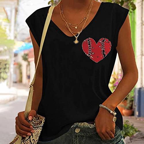 Ženska majica Casual Cap rukava Summer V izrez Srčani grafički majica Summer Laroobav