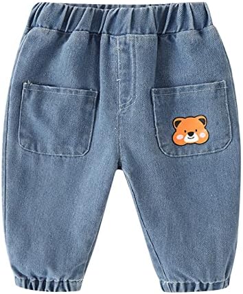 Toddler traper hlače za dječake djevojke slatke crtane životinje ispisane traperice elastične pantalone