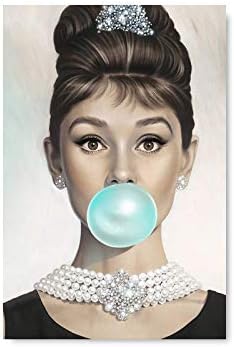 Funny ružan Božić džemper Audrey Hepburn puše Bubble Gum Poster stara filmska zvijezda modna ilustracija za ured
