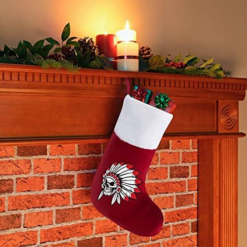 Indijski lobanji šef Božić viseći čarape za čarape za Xmas Tree Kamin za odmor Kućni kućni dekor