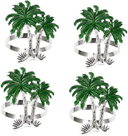 Bestoyard kokosov salvetin Buckle ljetni dekor Zeleni dekor Decroxper 4pcs mesing prsten sa salvetom Havajski prstenovi salveta Ljeto prsten za salvete Početna Držači salveta Lijepove
