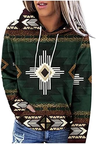 Žene casual dukseva Pulover vrhove Zvuk dugih rukava, pad Fashioin Western Aztec odjeća sa džepom