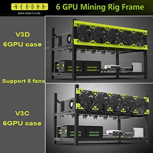 Mining Rig Frame, 8 GPU Aluminij Slaganje Open Air Mining Case Computer Frame Rig Ethereum Veddha