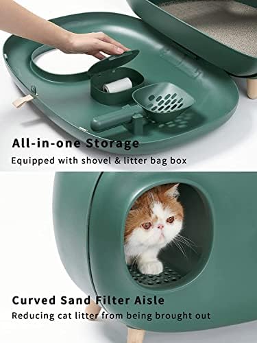 MS kutija za smeće za mačke za lakše rukovanje mačjim peskom, zatvorenog dizajna, laka za čišćenje,