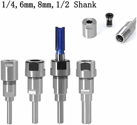 Lrjskwzc bitovi za usmjerivač 1/4 8mm 12mm 1/2 držač usmjerivača za proširivanje rodova Konverter Stezaljke za