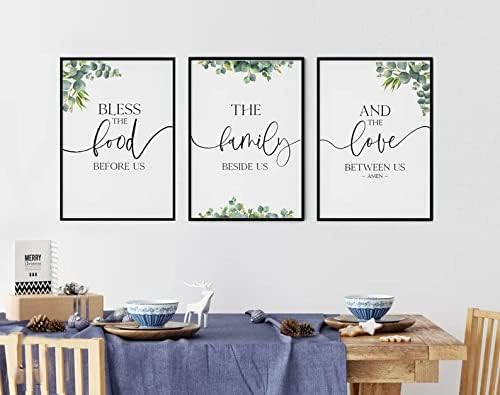 HHLINXI 3 komada Biblija stih citat poster Print blagoslovi hranu pred nama porodica pored nas i ljubav između