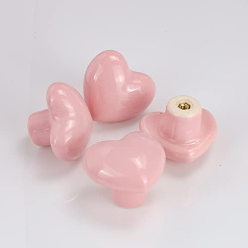 Ertoory 6 Pack prah ružičasti ukrasni ručići u obliku srca i povlačenje za komore, ormariće, ladice,