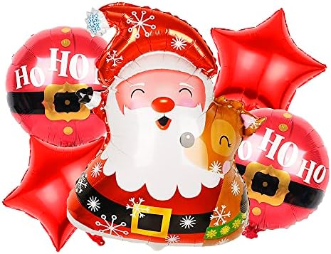 Wanabuy - 5 kom - sretan božićni baloni za božićne folije za doma i zabavu - Djed Mraz - Santa Belt i