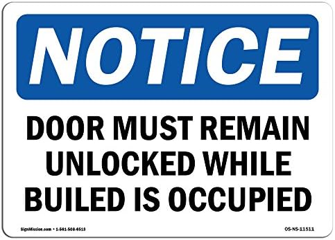 OSHA Napomena - vrata moraju ostati otključana tokom izgradnje | Decal vinyl etikete | Zaštitite svoje