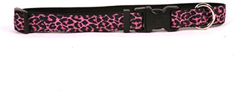 Žuti pas dizajn Leopard roze na crnoj grosgrain traka okovratnik 3/4 & 34; širok i odgovara
