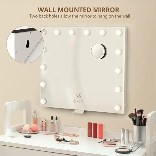 LEXKUYI Veliko toaletno ogledalo sa svetlima, holivudsko osvetljeno ogledalo za šminkanje sa 3 režima boja za