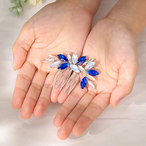 Campsis Svadbeni komadi za kosu plavi vještački dijamant Bridal Hair Clip ručno rađeni vjenčani