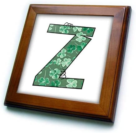 3drose slatka zelena djetelina sa četiri lista Curly Cue Monogram početne Z-uokvirene pločice