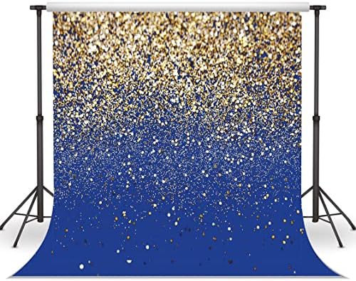 LYCGS 10x10ft Kraljevsko plava svjetlucava pozadina Rođendanska pozadina zlatne tačke Bokeh pozadina