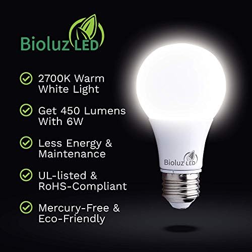 Bioluz LED 40 Watt LED Sijalice 2700K topla bijela 6 vati = 40W ne-Zatamnjive A19 LED Sijalice 48 pakovanje