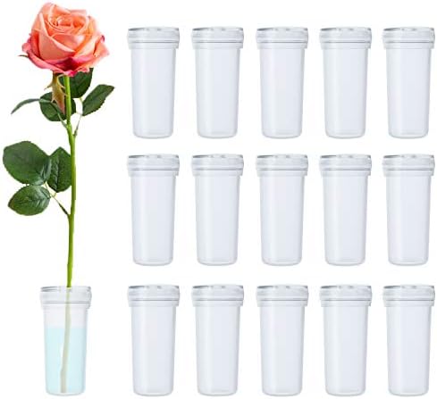 BEADNOVA Floral Water Tubes 1.6 Inch Plastic Water Tubes for Floral flower Vials with Caps for