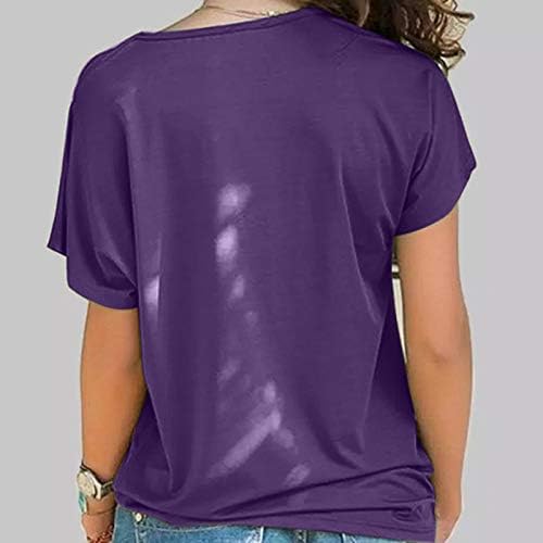 Yubnlvae kvadratni vrat kratki rukav labavi kroj trendi Casual prozračne štampane majice za žene majice