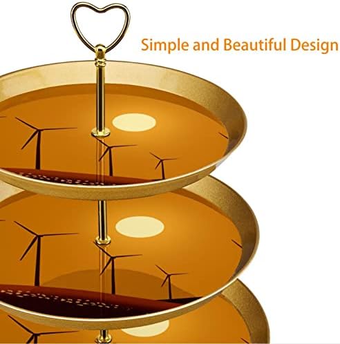 Cupcake štand 3 puta Cupcake Tower zaslon, silueta Dizajn vjetromske turbine Plastični stalak za desert