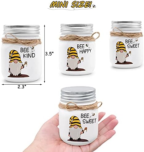 Nefelibata Bee Gnome Mini Masin Jars, medotin Nisse Seoska kuća Tinered Lay Decor Bee Sweet Bee Happy Bee Ljubazni