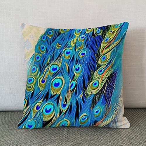 Retro plavi paunovi šareni cvjetovi bacaju jastučni poklopac obojenog paunog dekora jastuk jastuk za