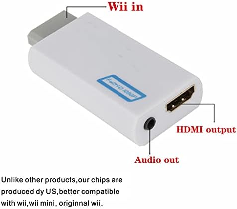 Pbkinkm wii za pretvarač pune 1080p Wii 2 3,5 mm audio za prikaz PC HDTV monitora na adapterr