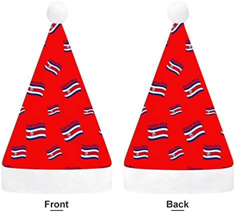 Zastava Kostarike Funny Božić šešir Santa Claus kape kratki pliš sa bijelim manžetama za Božić