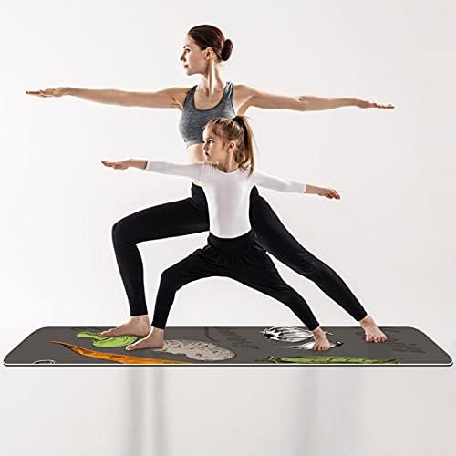 Debela neklizajuća Vježba & amp; fitnes 1/4 prostirka za jogu sa bojama povrće Doodles Print za Yoga Pilates