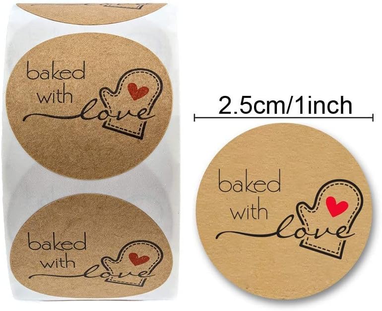 N / A Baked with Love Kraft papirne naljepnice za naljepnice za pekarsko pakovanje