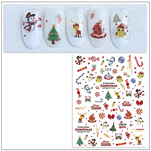 BYBYCD Božićne naljepnice za umjetnost noktiju Elf 2 lista dekoracija noktiju Salon za nokte pahuljica dizajn