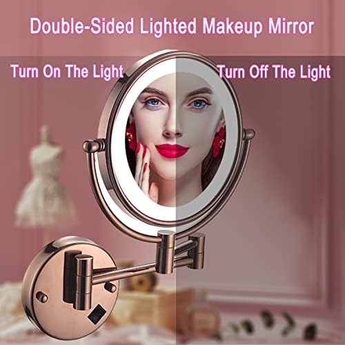 Srvnt ogledalo za šminkanje sa svjetlom, okruglo mesingano ogledalo za brijanje zidno povećalo ogledalo