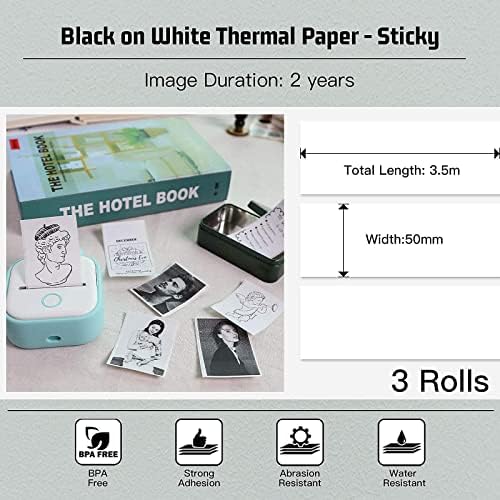 Memking T02 džepni termalni Bluetooth štampač sa belim termo papirom-2 godine lepljiv 50mmx3.